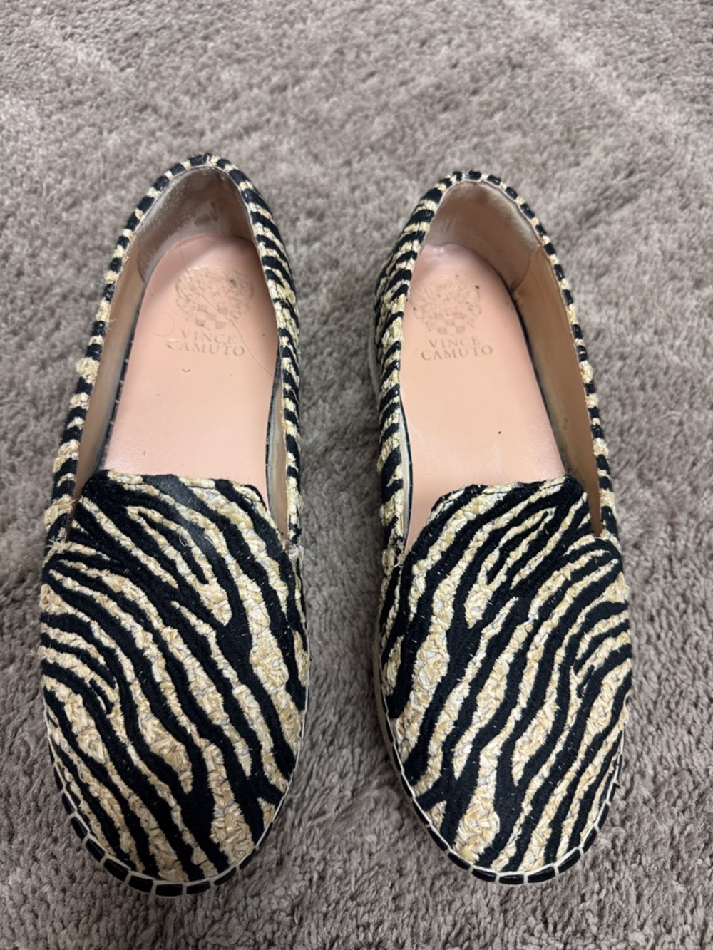 Vince Camuto Black & Cream Zebra Espadrille Platform Loafers